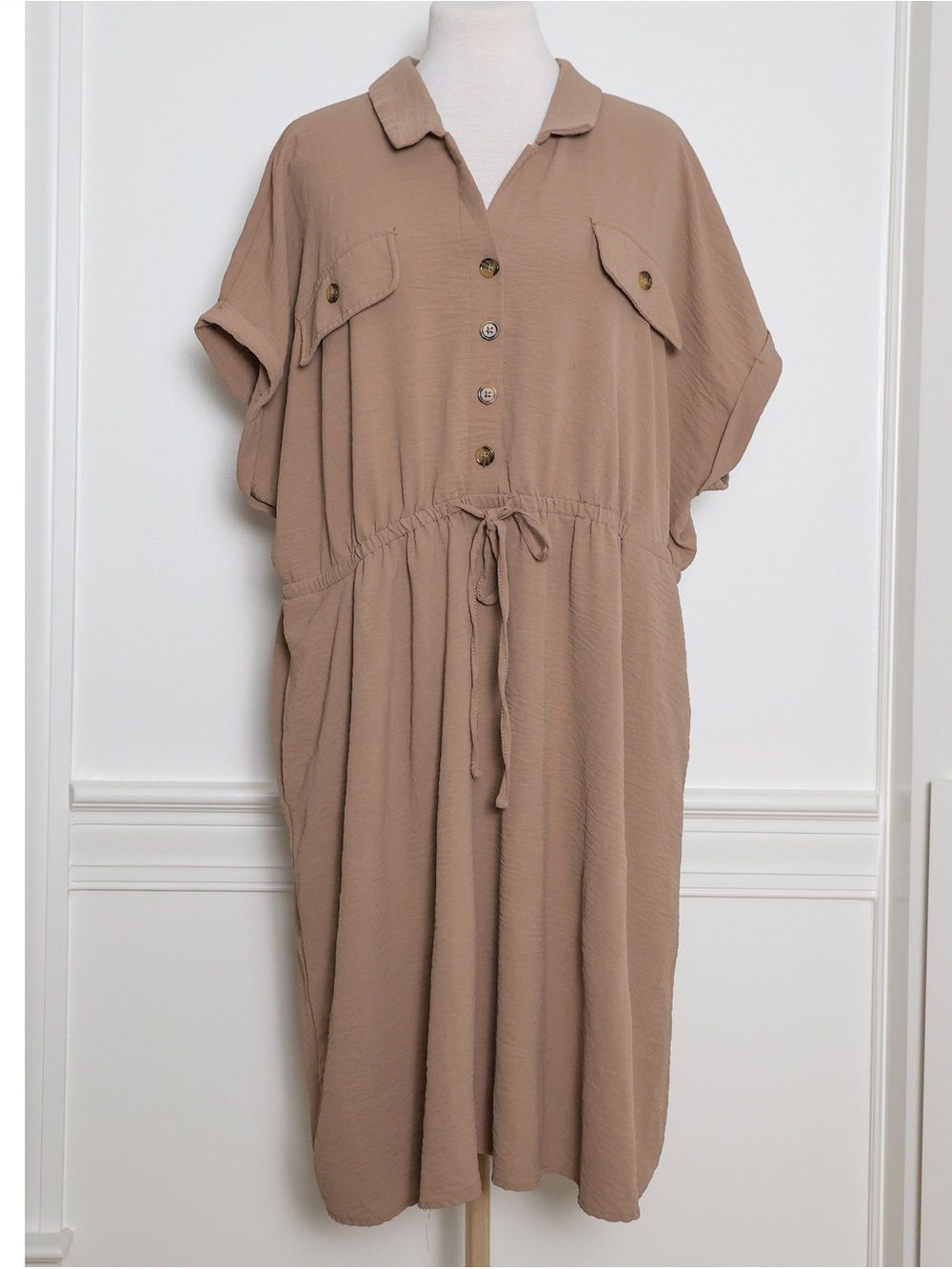 Lucky Brand Woman Plus Size Utility Dress Brown Collared Short Size 2X